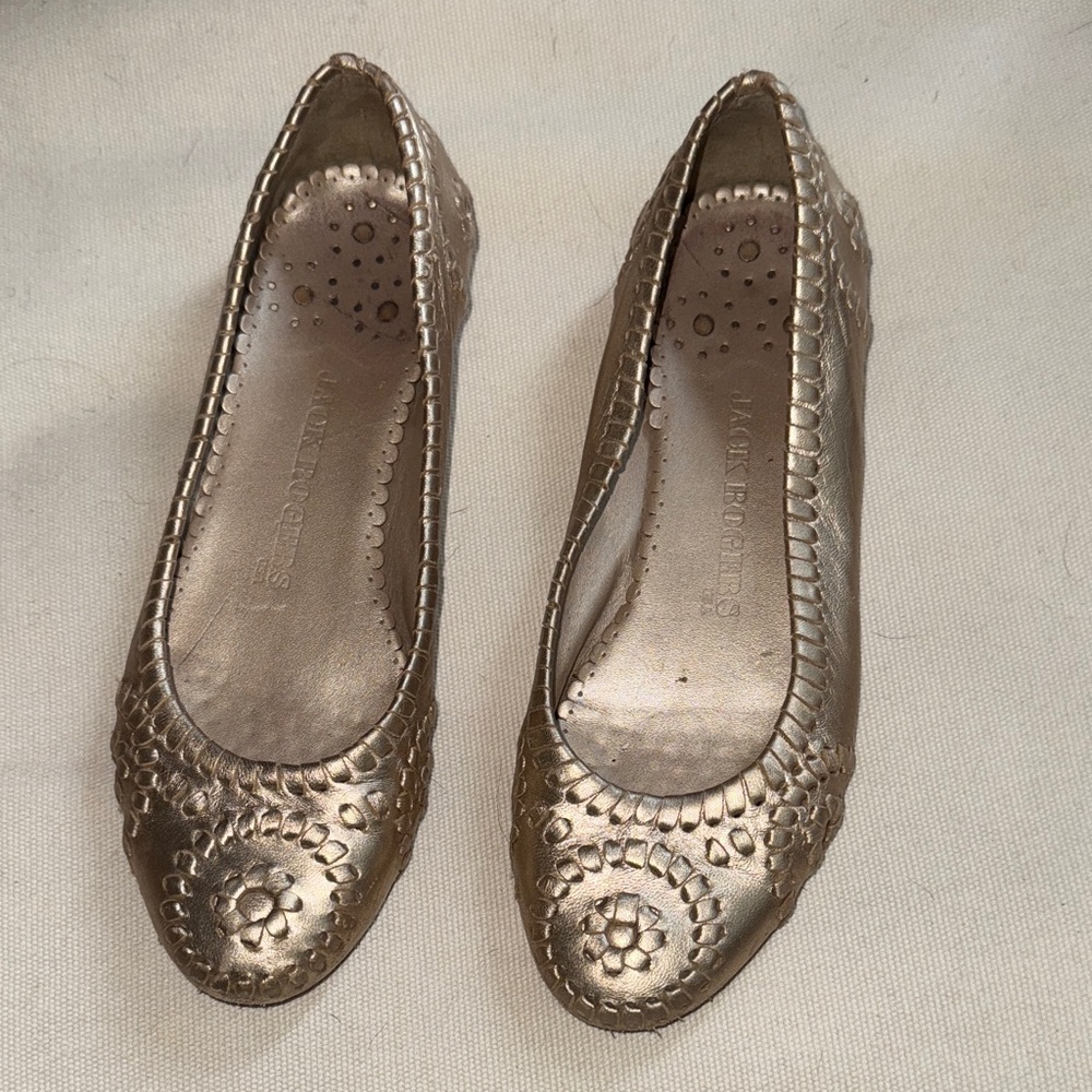 Jack Rogers Metallic Gold Flats